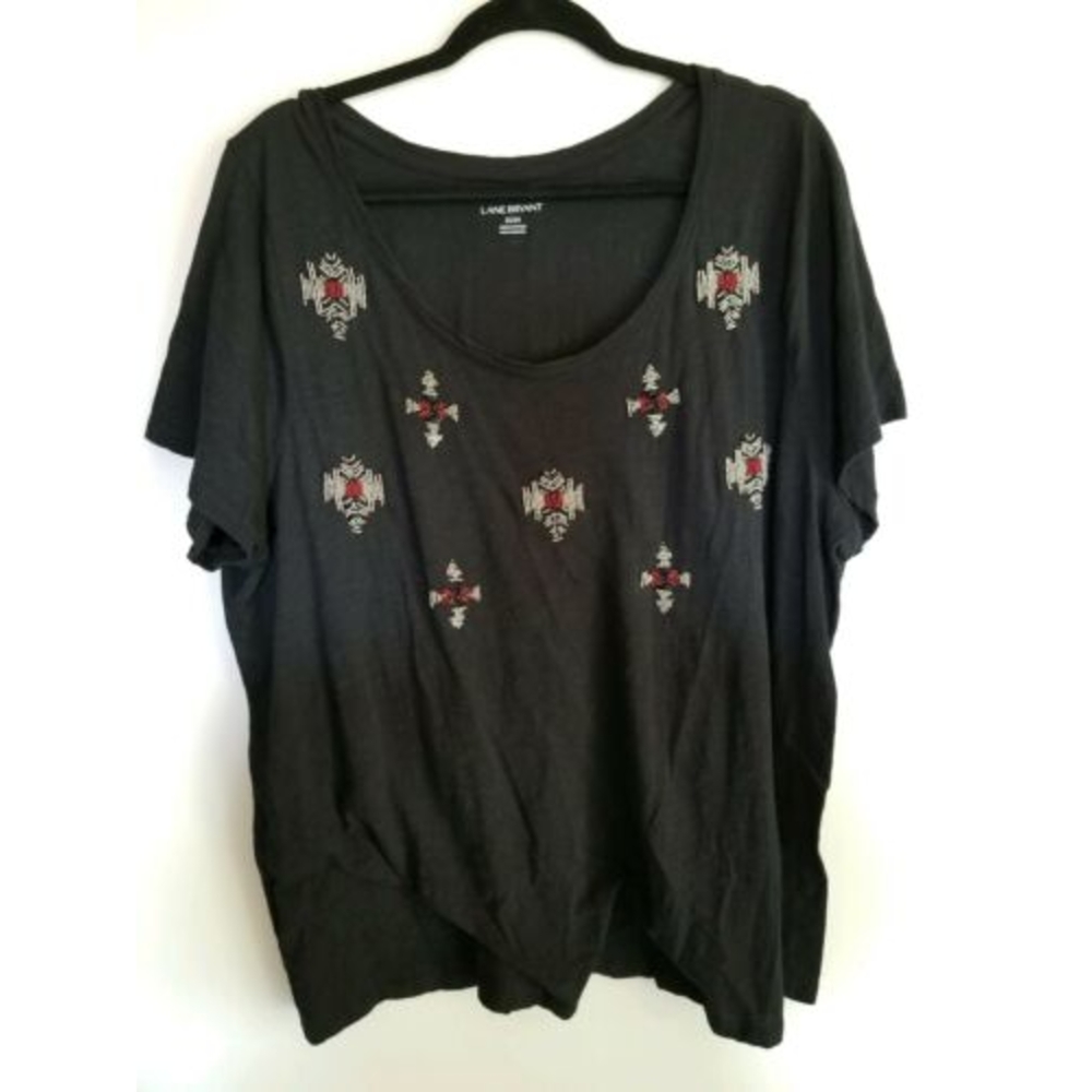 💖 Lane Bryant Black Beaded Short Sleeve 22/24 Top
